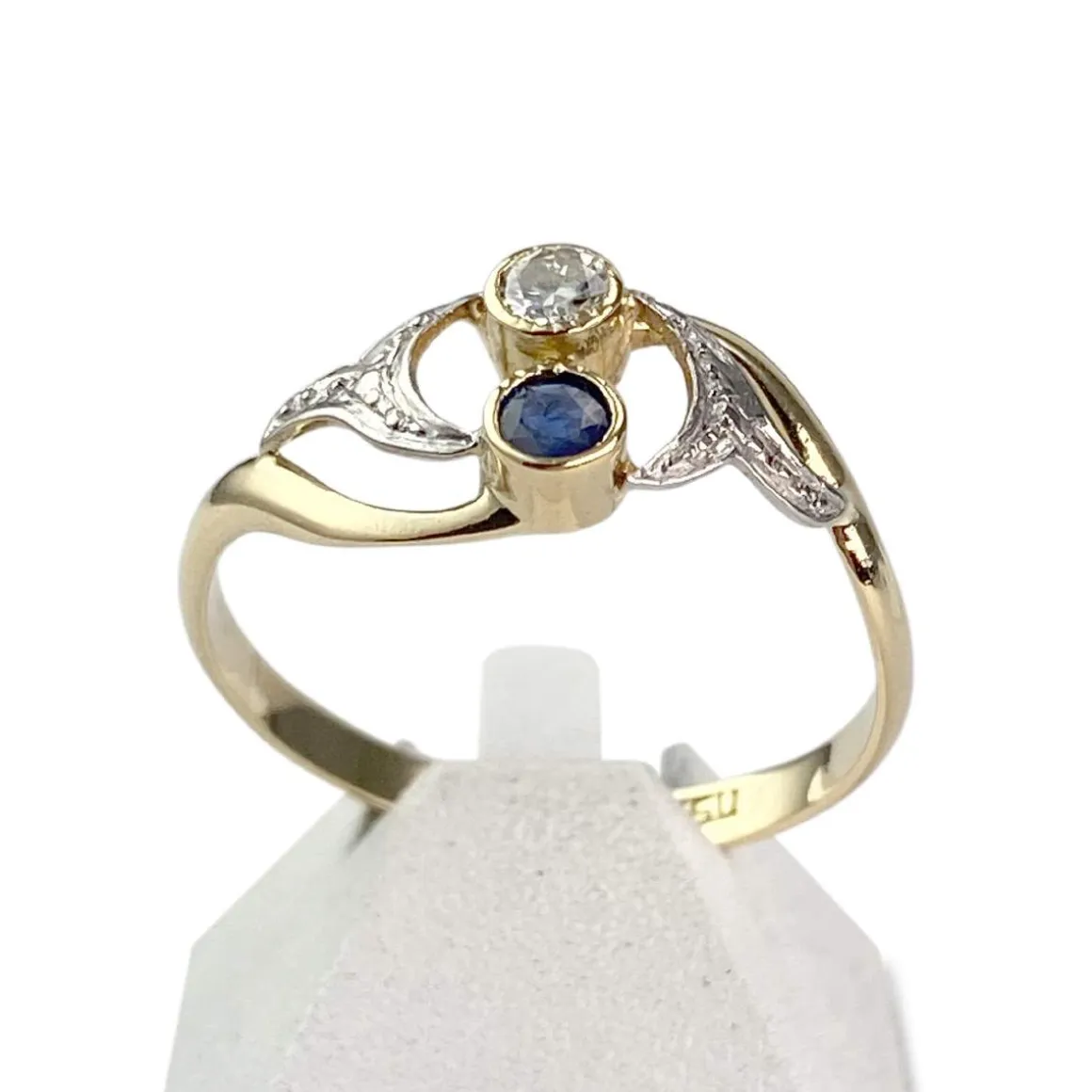 Bague d'occasion or 750 jaune diamant saphir