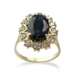 Bague d'occasion or 750 jaune diamants saphir
