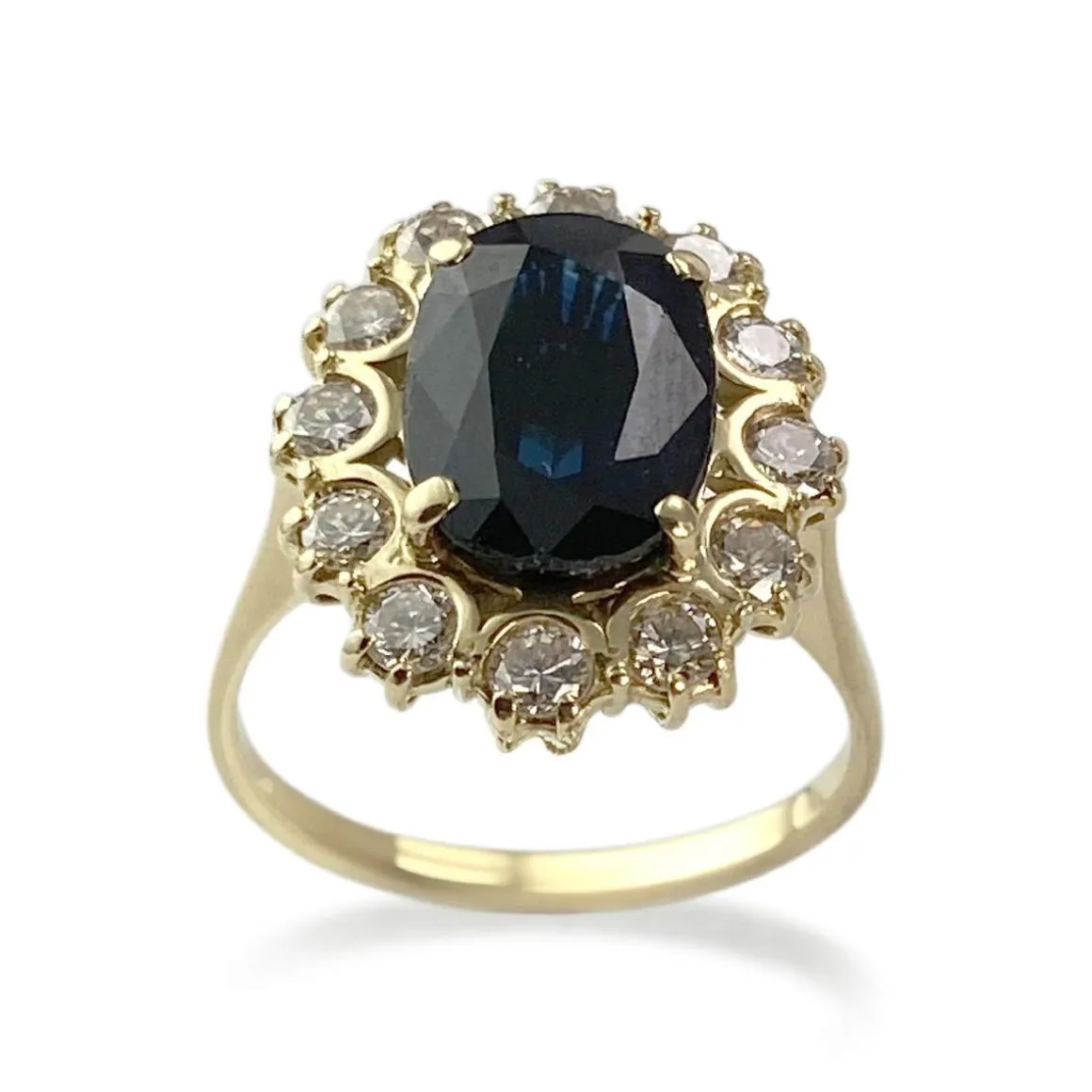Bague d'occasion or 750 jaune diamants saphir