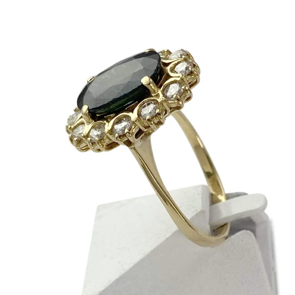 Bague d'occasion or 750 jaune diamants saphir