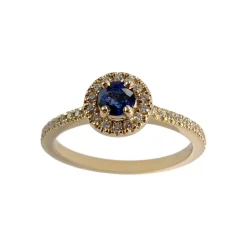 Bague d'occasion or 750 jaune diamants saphir