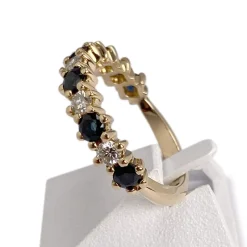 Bague d'occasion or 750 jaune diamant saphir