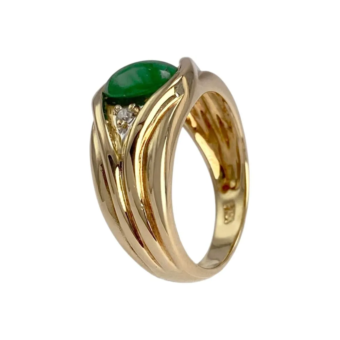 Bague d'occasion or 750 jaune diamant jade