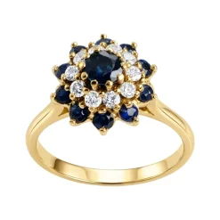Bague d'occasion or 750 jaune diamants saphirs