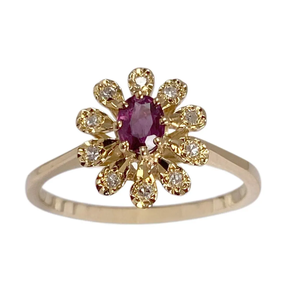 Bague d'occasion or 750 jaune diamant rubis