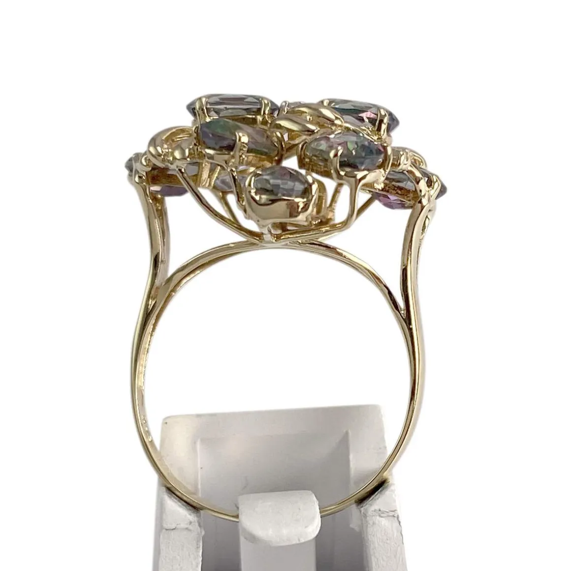 Bague d'occasion or 585 jaune diamants topazes traitées