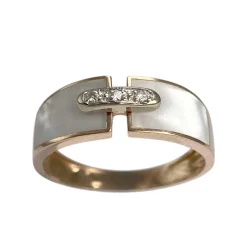Bague d'occasion or 750 jaune diamants nacres