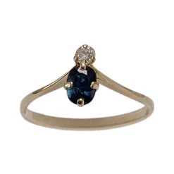 Bague d'occasion or 750 jaune diamant saphir