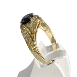 Bague d'occasion or 750 jaune diamants et saphir