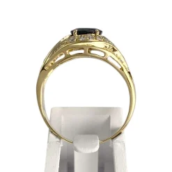 Bague d'occasion or 750 jaune diamants et saphir