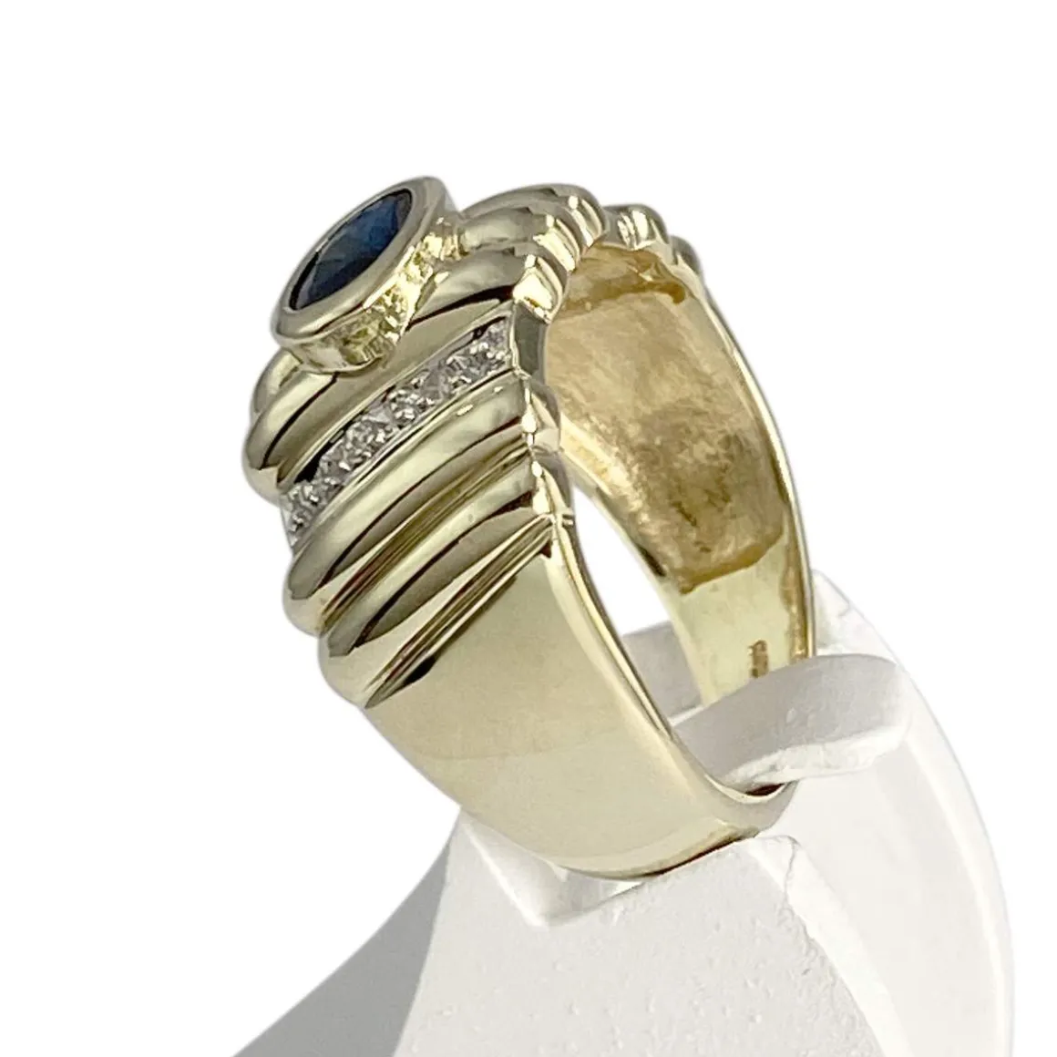 Bague d'occasion or 585 jaune diamants saphir
