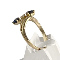 Bague d'occasion or 750 jaune diamant saphir