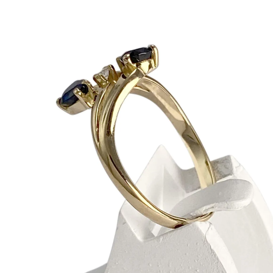 Bague d'occasion or 750 jaune diamant saphir
