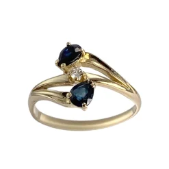 Bague d'occasion or 750 jaune diamant saphir