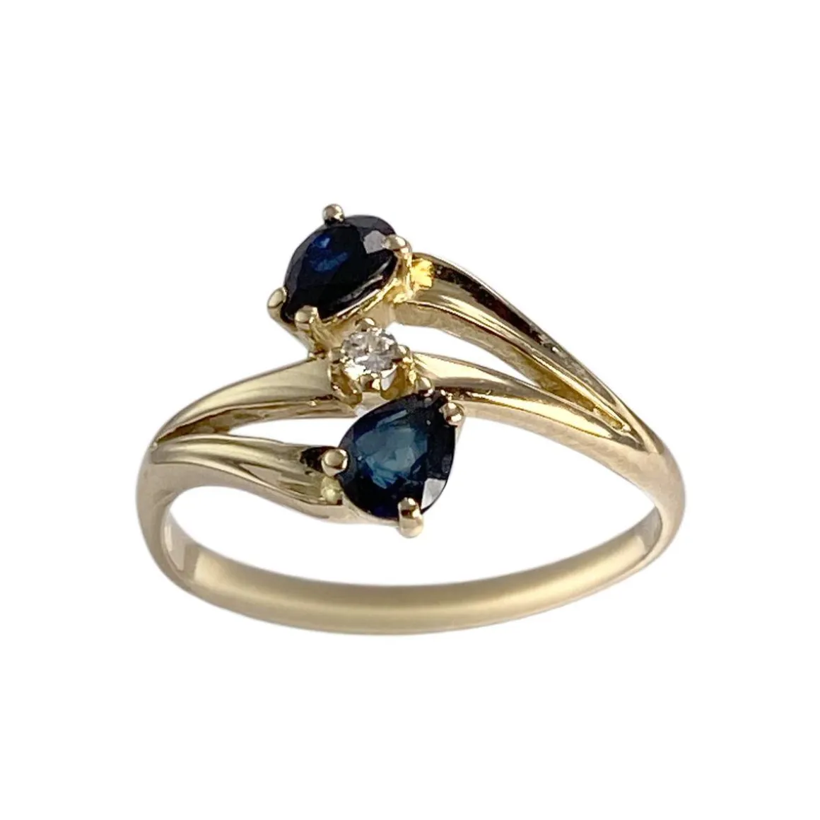 Bague d'occasion or 750 jaune diamant saphir