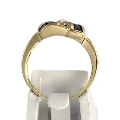 Bague d'occasion or 750 jaune diamants saphirs