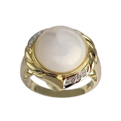 Bague d'occasion or 750 jaune diamants perle de culture