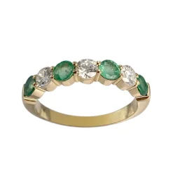 Bague d'occasion or 750 jaune diamants émeraudes
