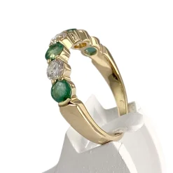 Bague d'occasion or 750 jaune diamants émeraudes