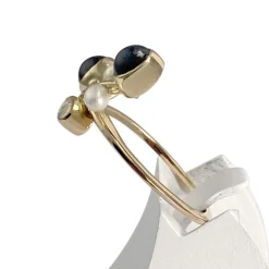 Bague d'occasion or 750 jaune diamant saphir perle de culture