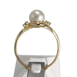 Bague d'occasion or 750 jaune diamants perle de culture
