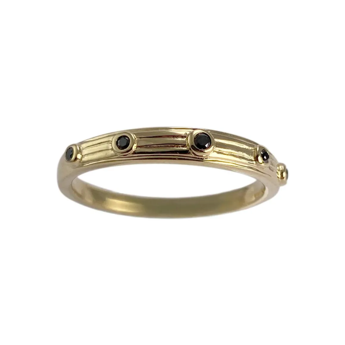 Bague d'occasion or 750 jaune diamants noirs traités