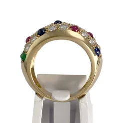 Bague d'occasion or 750 jaune diamants, émeraudes, rubis, saphirs