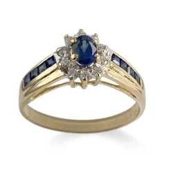Bague d'occasion or 750 jaune diamants saphirs