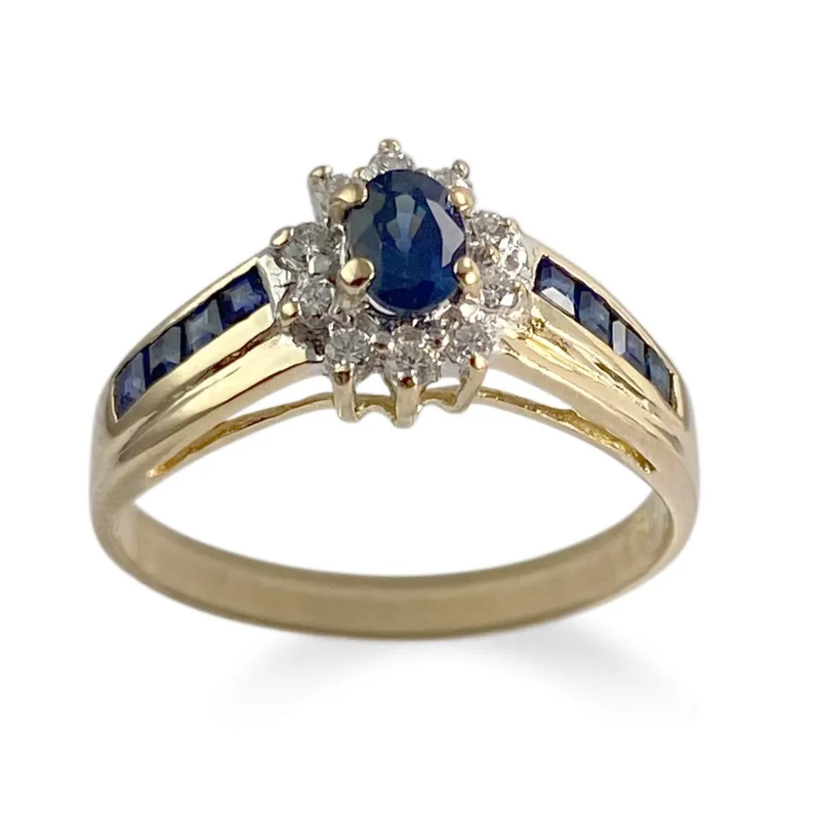 Bague d'occasion or 750 jaune diamants saphirs