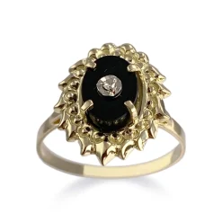 Bague d'occasion or 750 jaune diamant onyx
