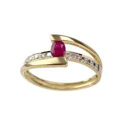 Bague d'occasion or 750 jaune diamant rubis