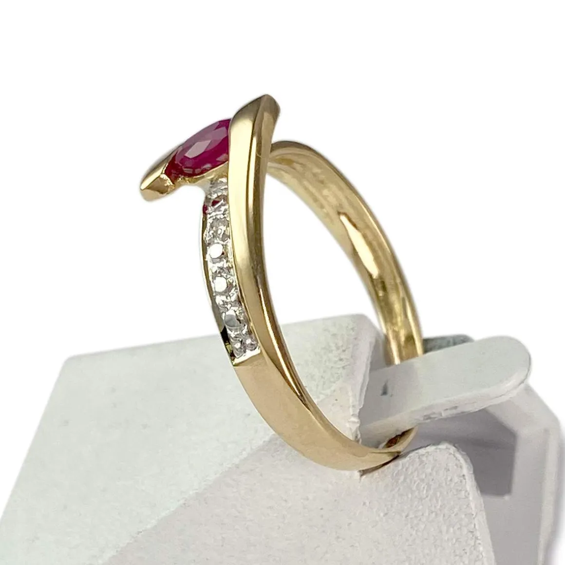 Bague d'occasion or 750 jaune diamant rubis