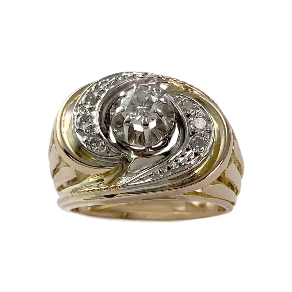 Bague d'occasion or 750 jaune et platine diamant