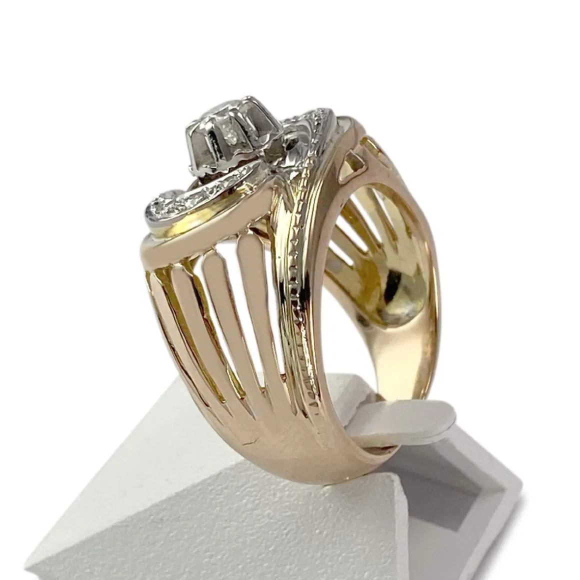 Bague d'occasion or 750 jaune et platine diamant