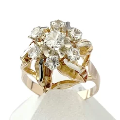Bague d'occasion or 750 jaune et rhodié zirconias