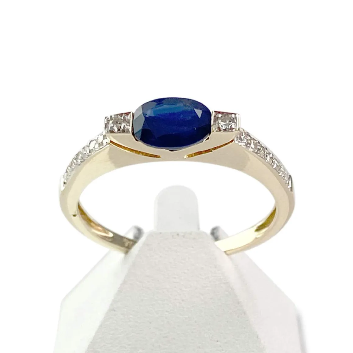 Bague d'occasion or 750 jaune et rhodié saphir diamants
