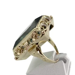 Bague d'occasion or 585 jaune floral spinelle synthétique