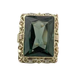 Bague d'occasion or 585 jaune floral spinelle synthétique