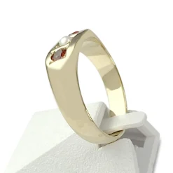 Bague d'occasion or 750 jaune grenat 1/2 perle de culture