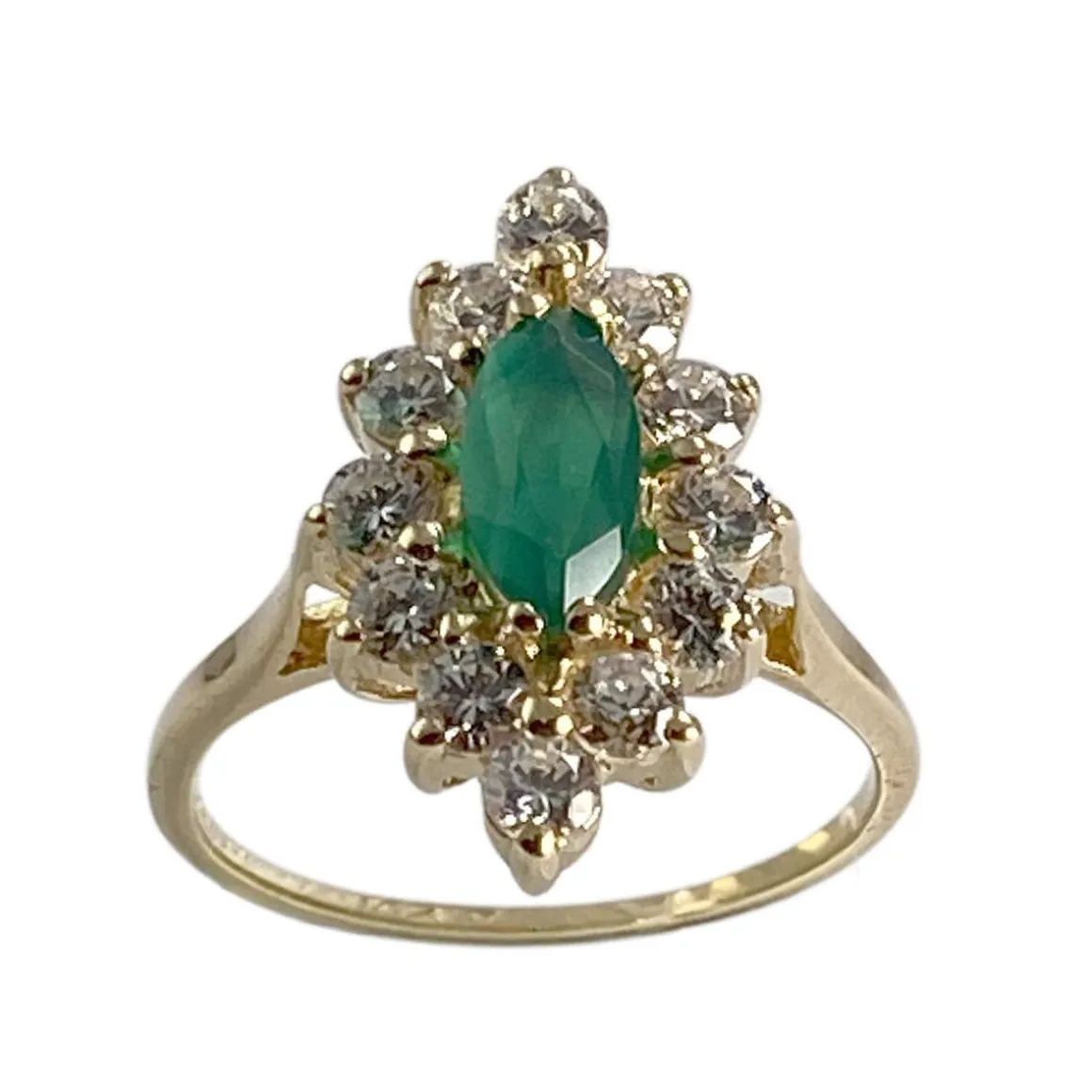 Bague d'occasion or 750 jaune marquise agate zirconias