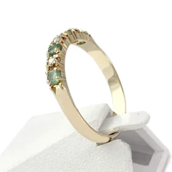 Bague d'occasion or 750 jaune émeraudes diamants