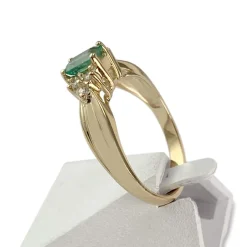 Bague d'occasion or 585 jaune émeraude diamants