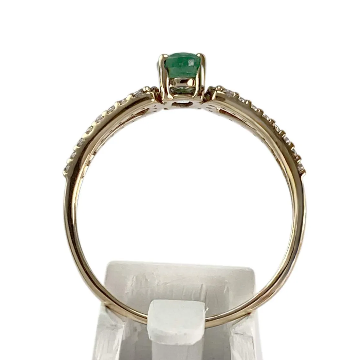 Bague d'occasion or 375 jaune émeraude, zirconias