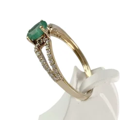 Bague d'occasion or 375 jaune émeraude, zirconias