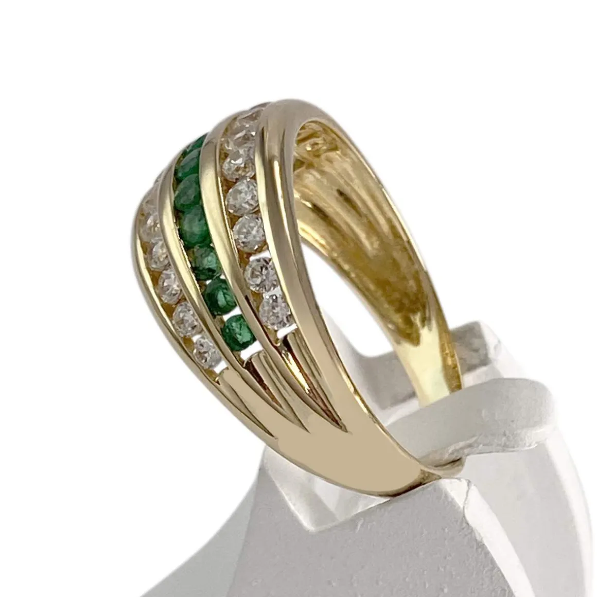 Bague d'occasion or 750 jaune émeraudes zirconias