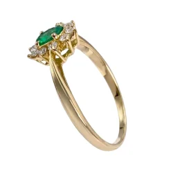 Bague d'occasion or 750 jaune émeraude, diamants