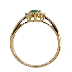 Bague d'occasion or 750 jaune émeraude, diamants
