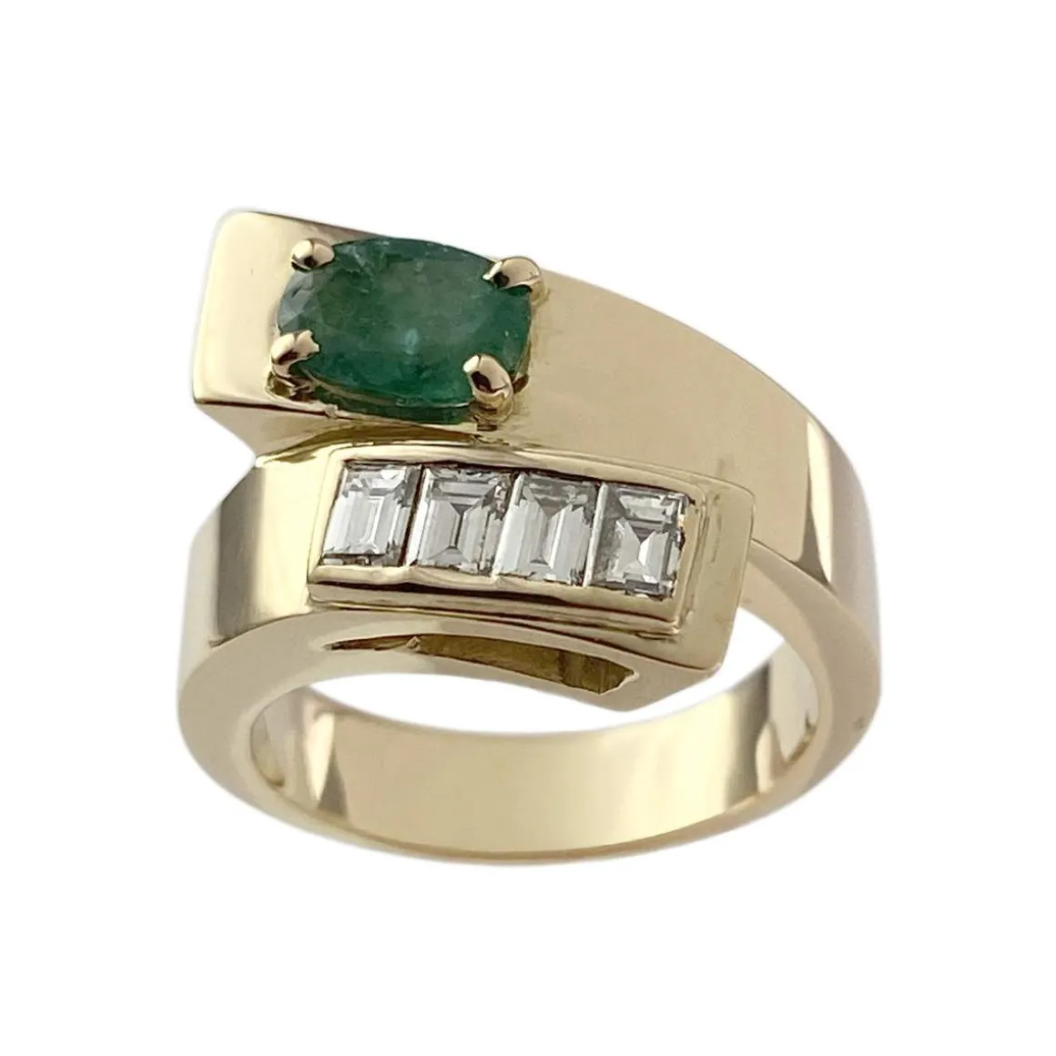 Bague d'occasion or 750 jaune émeraude diamants