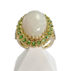 Bague d'occasion or 750 jaune opale tsavorite diamants