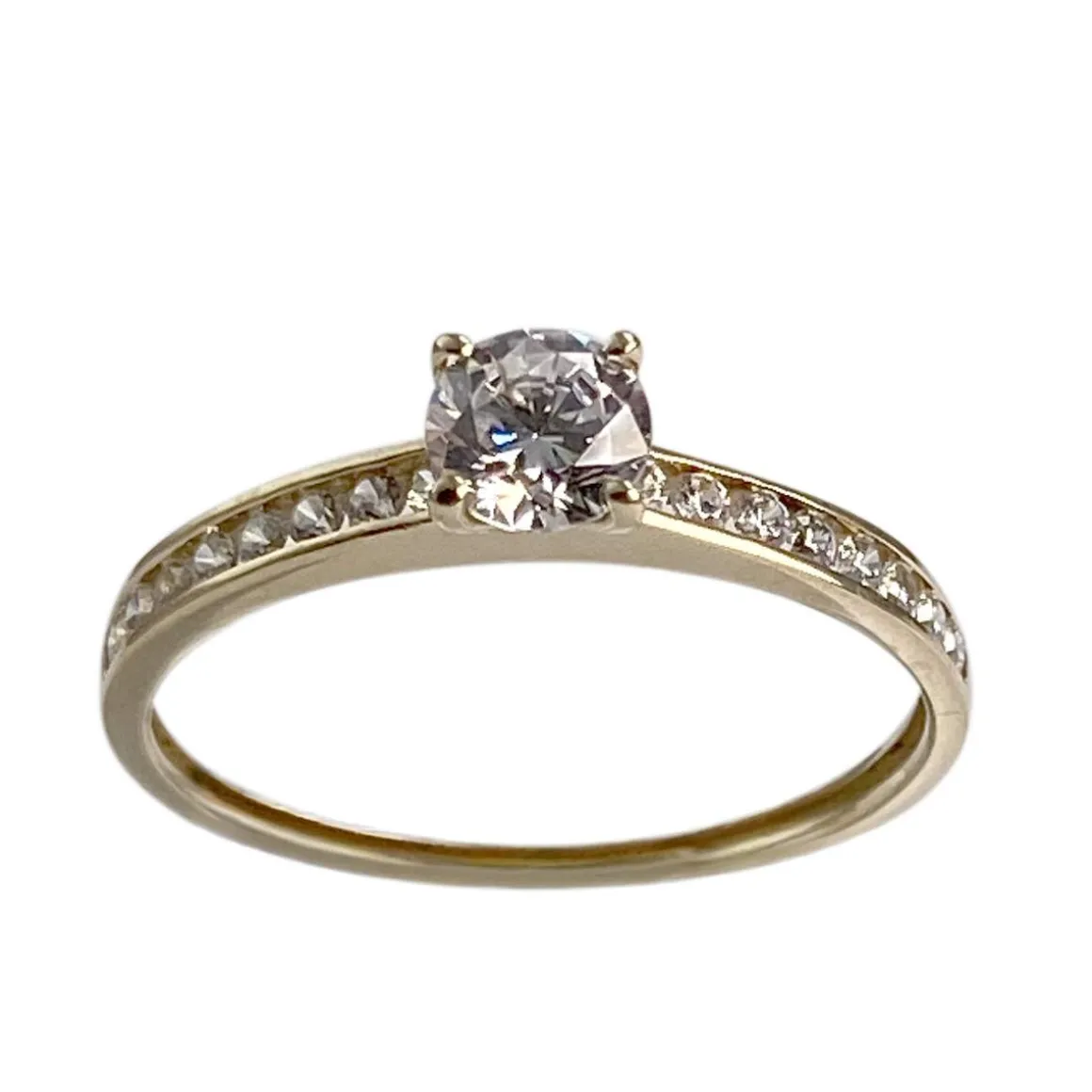 Bague d'occasion or 375 jaune oxydes de zirconiums synthétiques